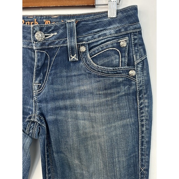 Rock Revival Chrissie Boot 28 x 32 Flap Pockets Y2K Low Rise Bootcut Embroidered - Picture 6 of 13